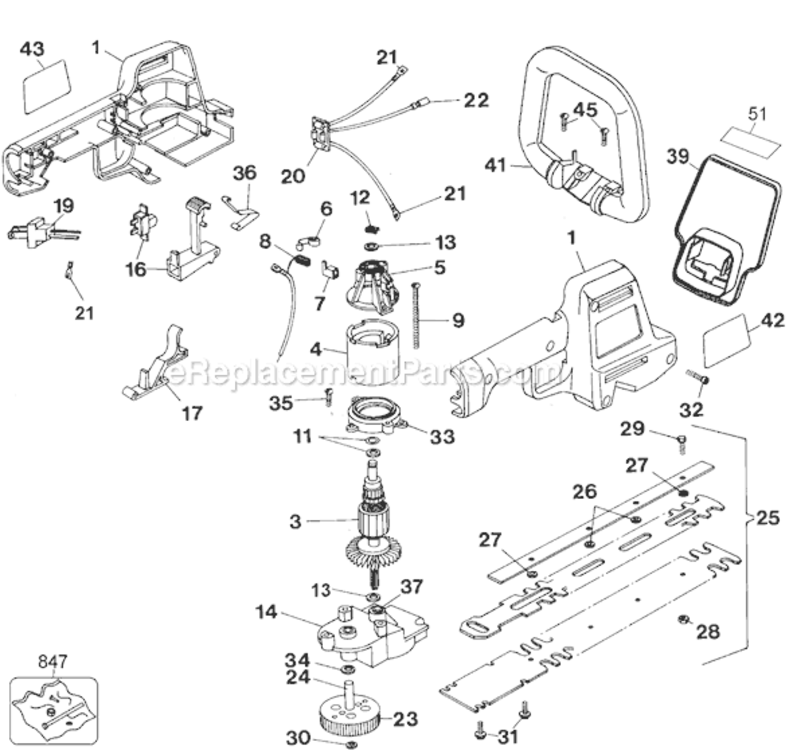 Page A Diagram and Parts List for HT400-04 Type 2 Black and Decker Hedge Trimmer